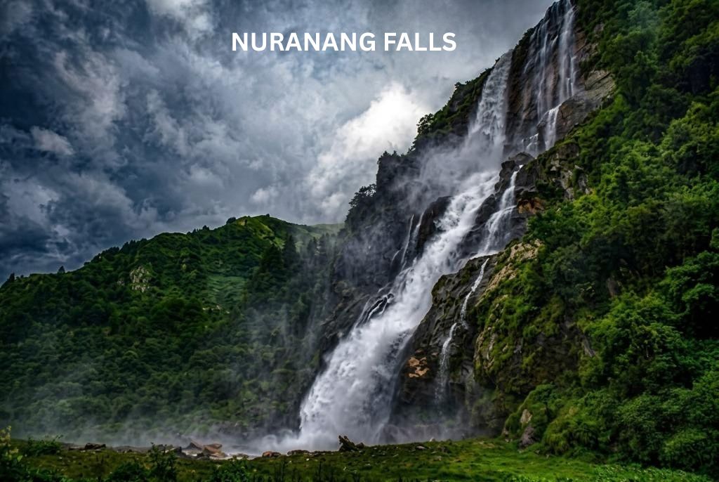 Nuranang Falls surrounded by mountains on an Arunachal Pradesh Tour