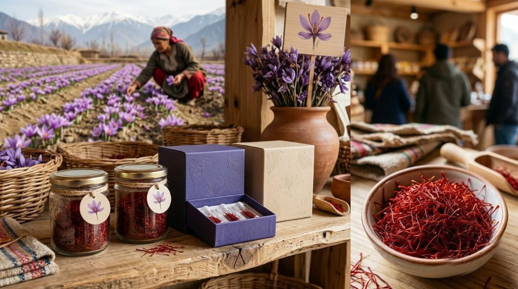 Authentic Kashmiri saffron threads with deep colour and delicate aroma used in traditional Kahwa Image Name