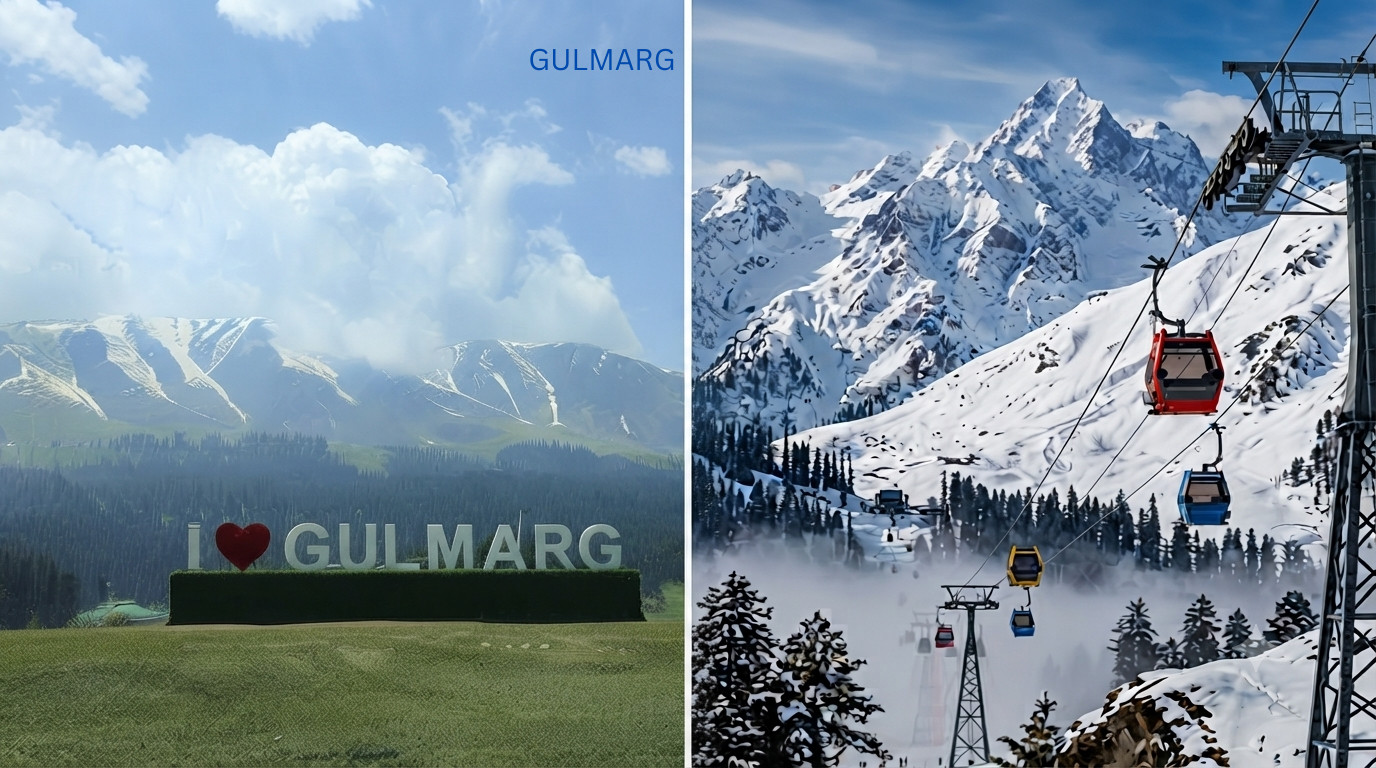 Gulmarg Gondola and Kongdori Station with mountain and snow views in Kashmir