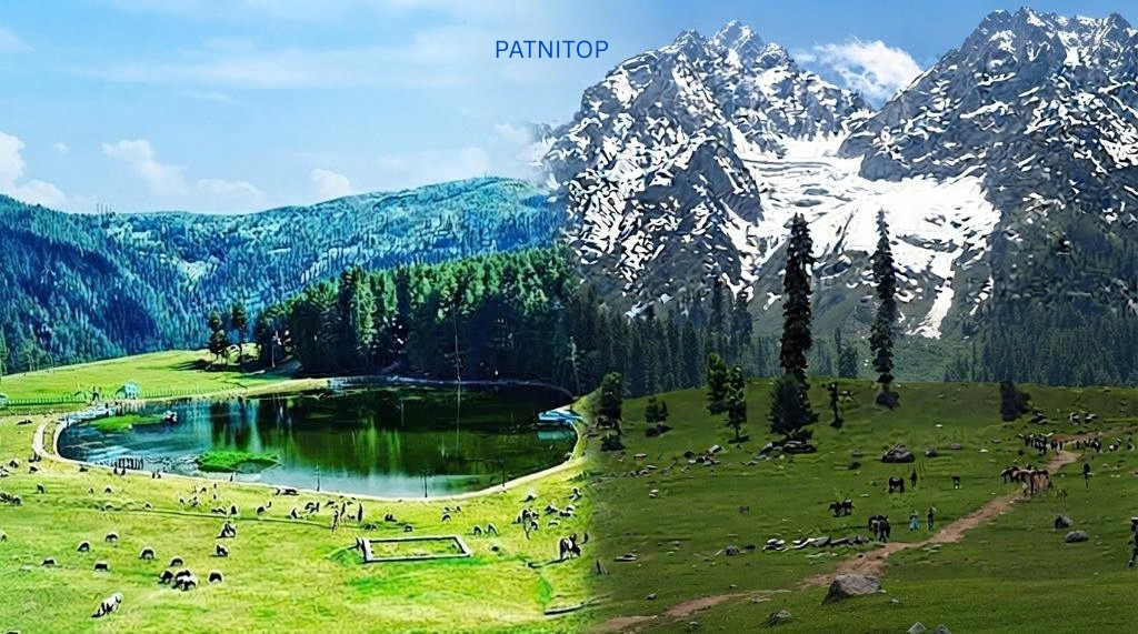 Patnitop Sansar Lake and Natha Top surrounded by scenic mountain landscapes in Jammu and Kashmir