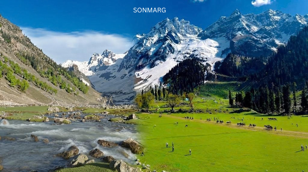 Sonmarg Thajiwas Glacier and Zero Point with alpine mountain scenery in Kashmir
